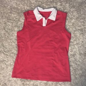 Nike Golf DryFit Pink & White Sleeveless Polo